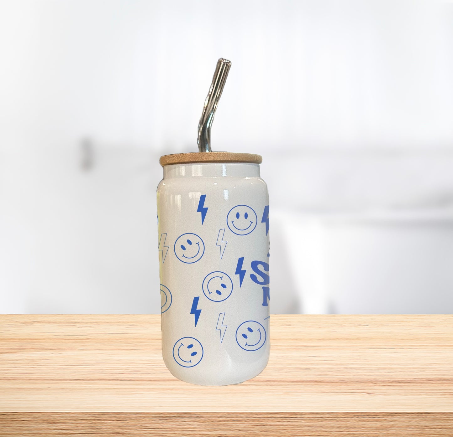 Anti Social Mom Club 16oz Glass Can Cup W/ Glass Straw