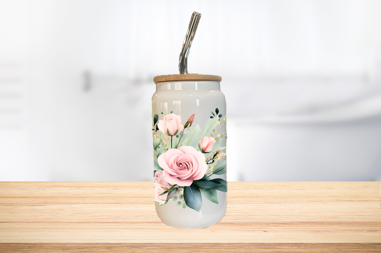 God Is Within Her 16oz Glass Can Cup W/ Glass Straw