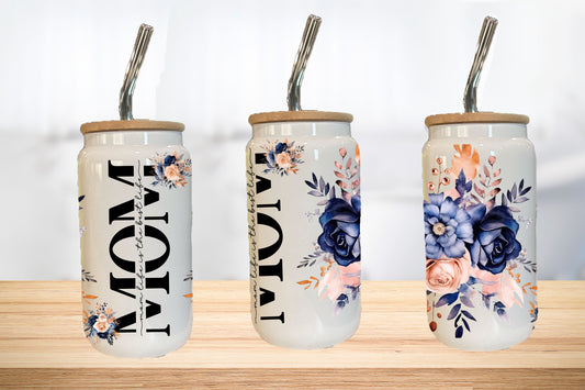 Mom Life Is The Best Life 16oz Glass Can Cup W/ Glass Straw