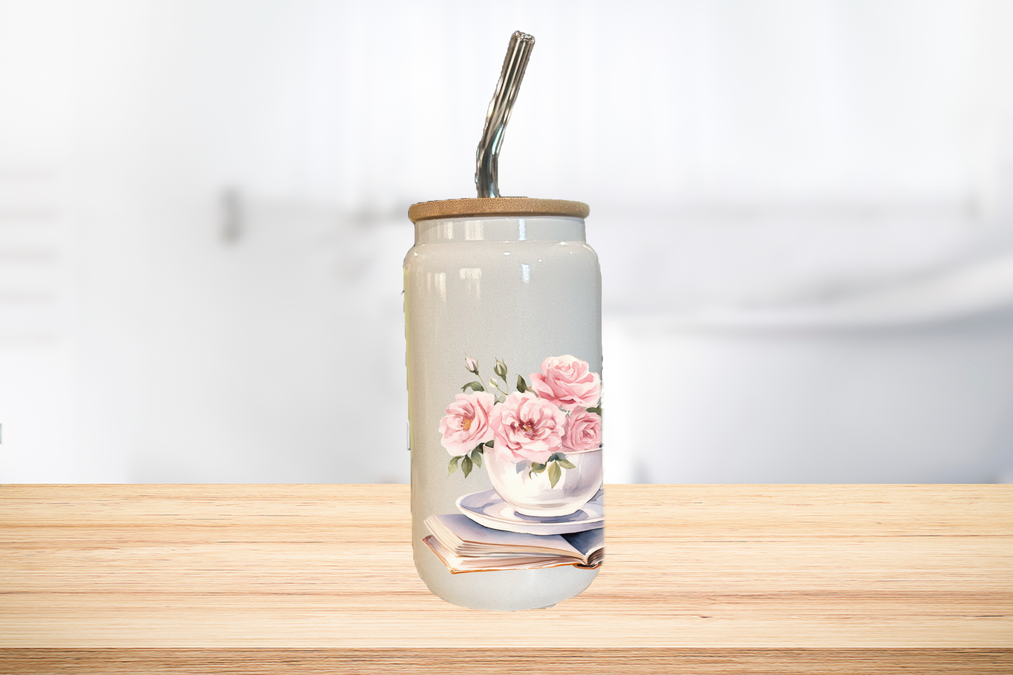 God Is Within Her 16oz Glass Can Cup W/ Glass Straw