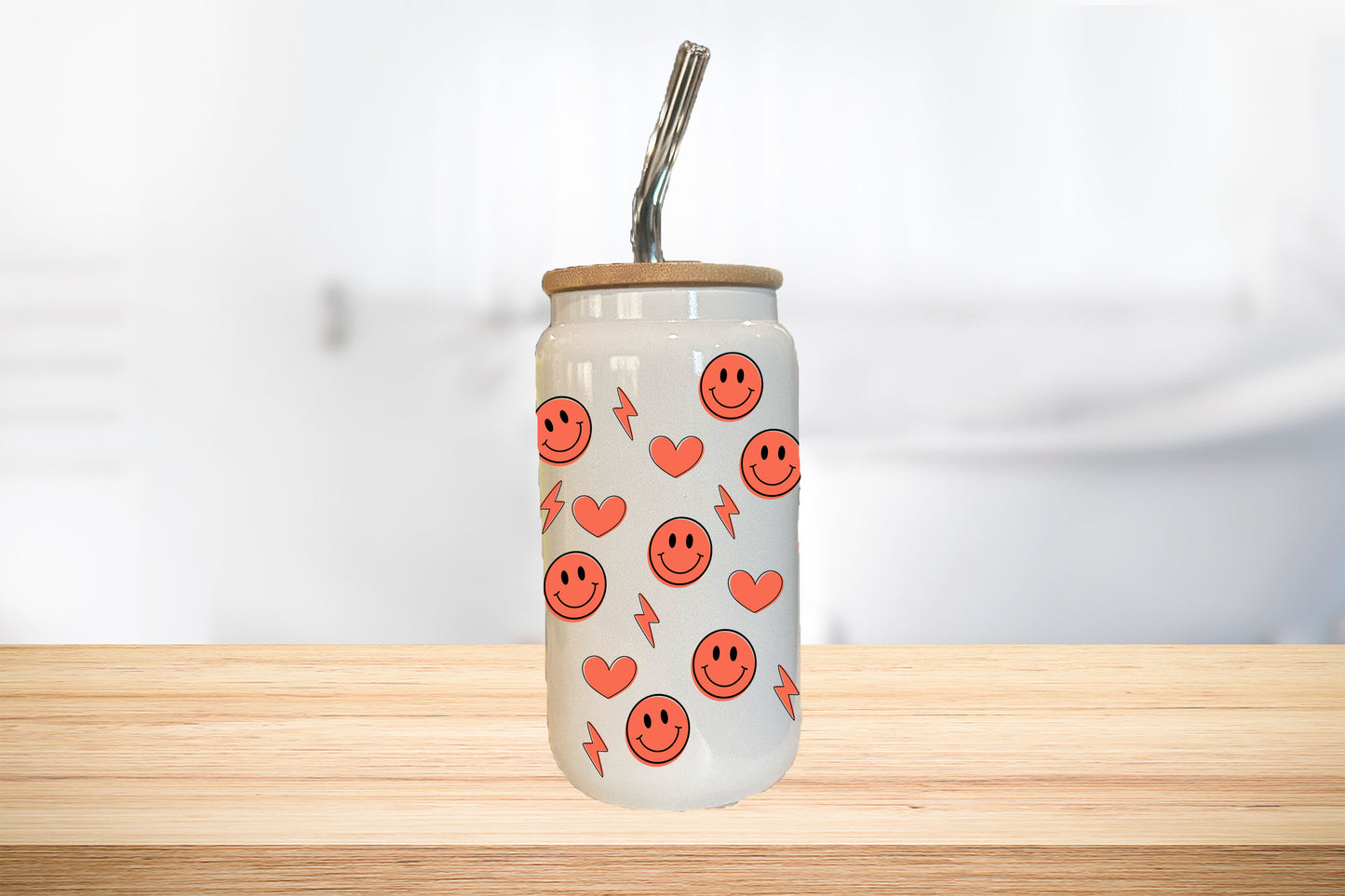 Mama Of Drama 16oz Glass Can Cup W/ Glass Straw